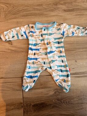 Magnetic Me Blue & Cream Dachshund Print Footed One-Piece Pajama